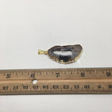 28.5 Cts Agate Druzy Slice Geode Gold Plated Pendant Handmade from Brazil,Bp868 - watangem.com