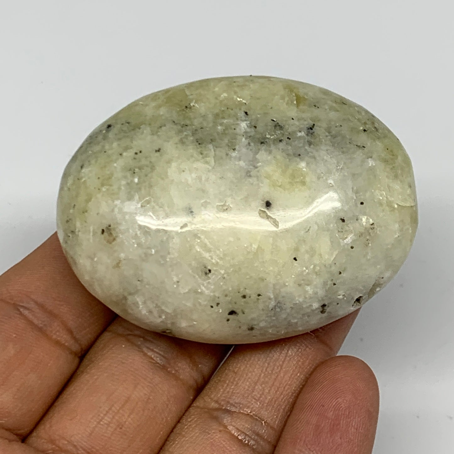 103g, 2.3"x1.7"x1", Natural Yellow Calcite Palm-Stone Crystal Polished Reiki, B1