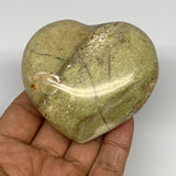 170.4g,2.6"x2.9"x1.2", Green Opal Heart Polished Gemstone @Madagascar, B17589