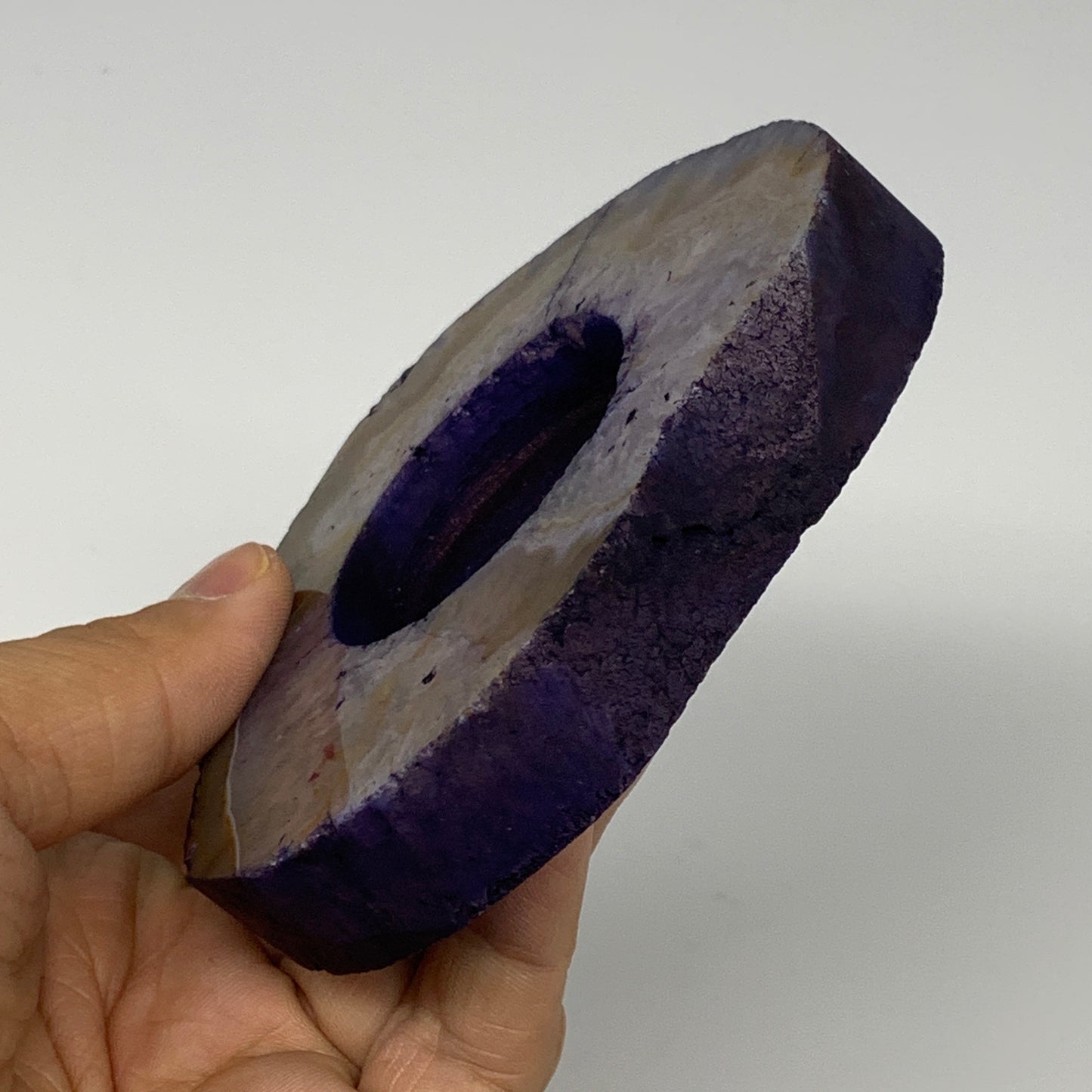 235.4g, 3.7"x3.5"x0.7", Dyed Agate Tea Light Candle Holder Crystal, B25558