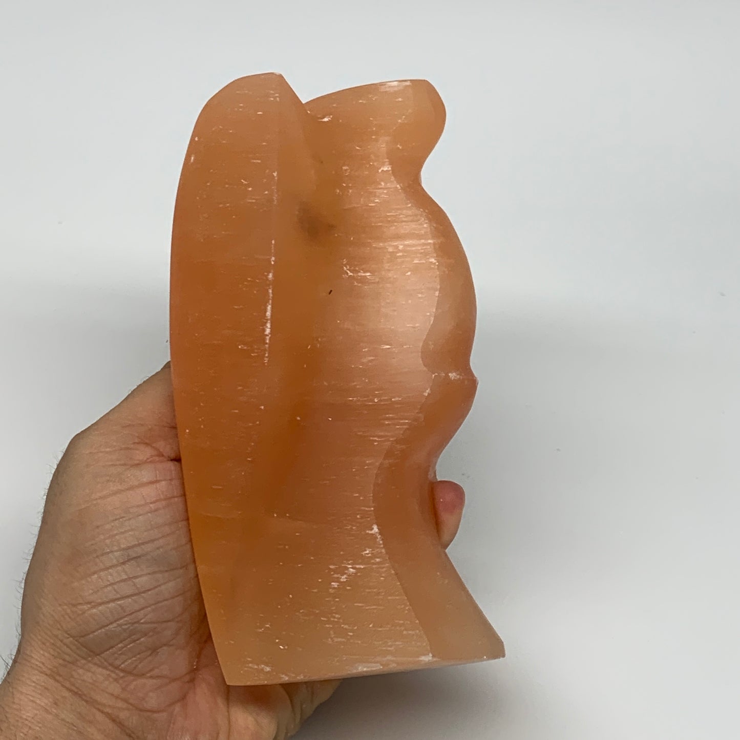 804g, 5.5"x3.1"x2.4" Orange Selenite (Satin Spar) Angel Crystal @Morocco,B9415