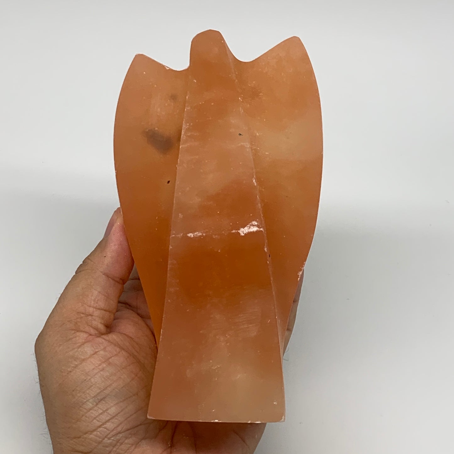 804g, 5.5"x3.1"x2.4" Orange Selenite (Satin Spar) Angel Crystal @Morocco,B9415