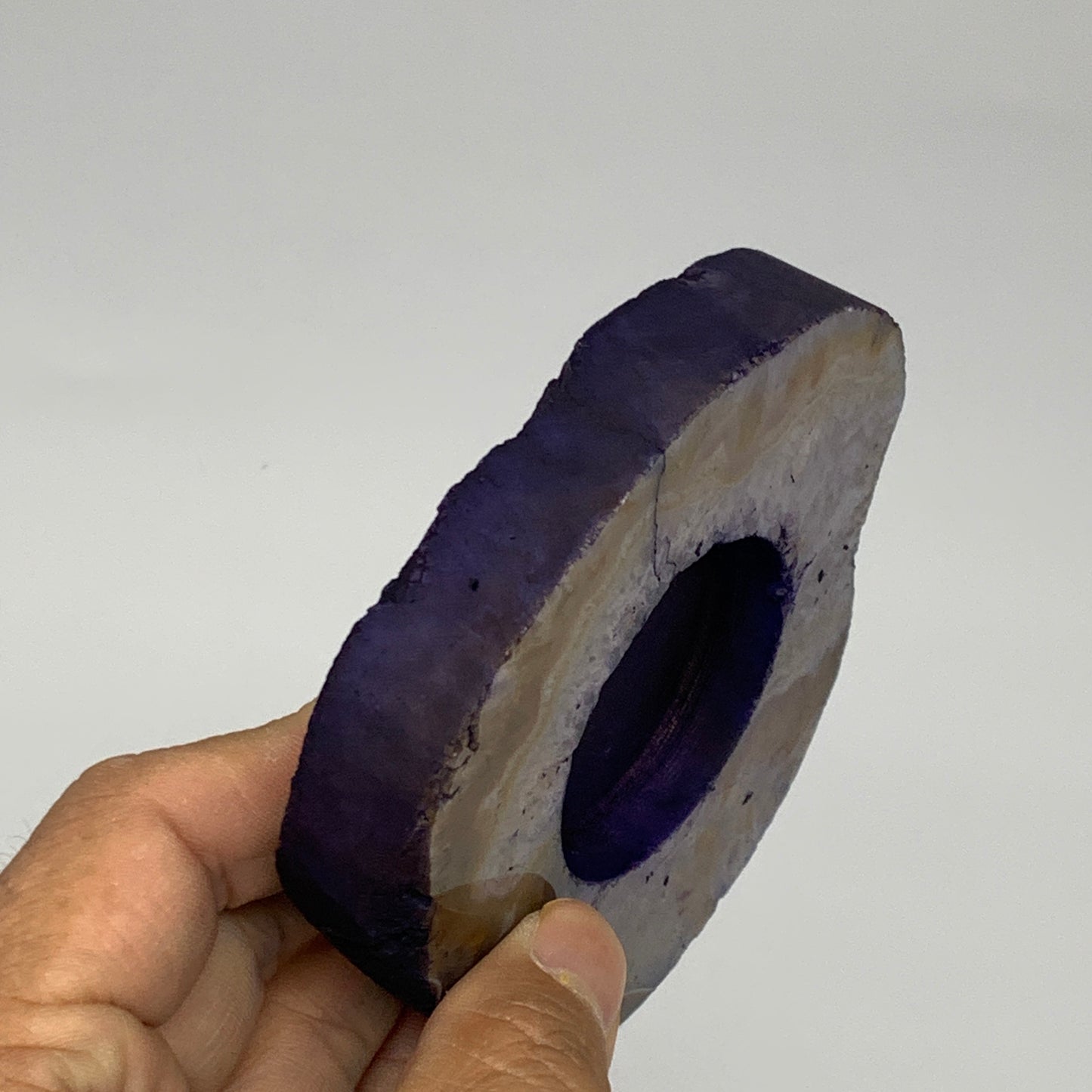 235.4g, 3.7"x3.5"x0.7", Dyed Agate Tea Light Candle Holder Crystal, B25558