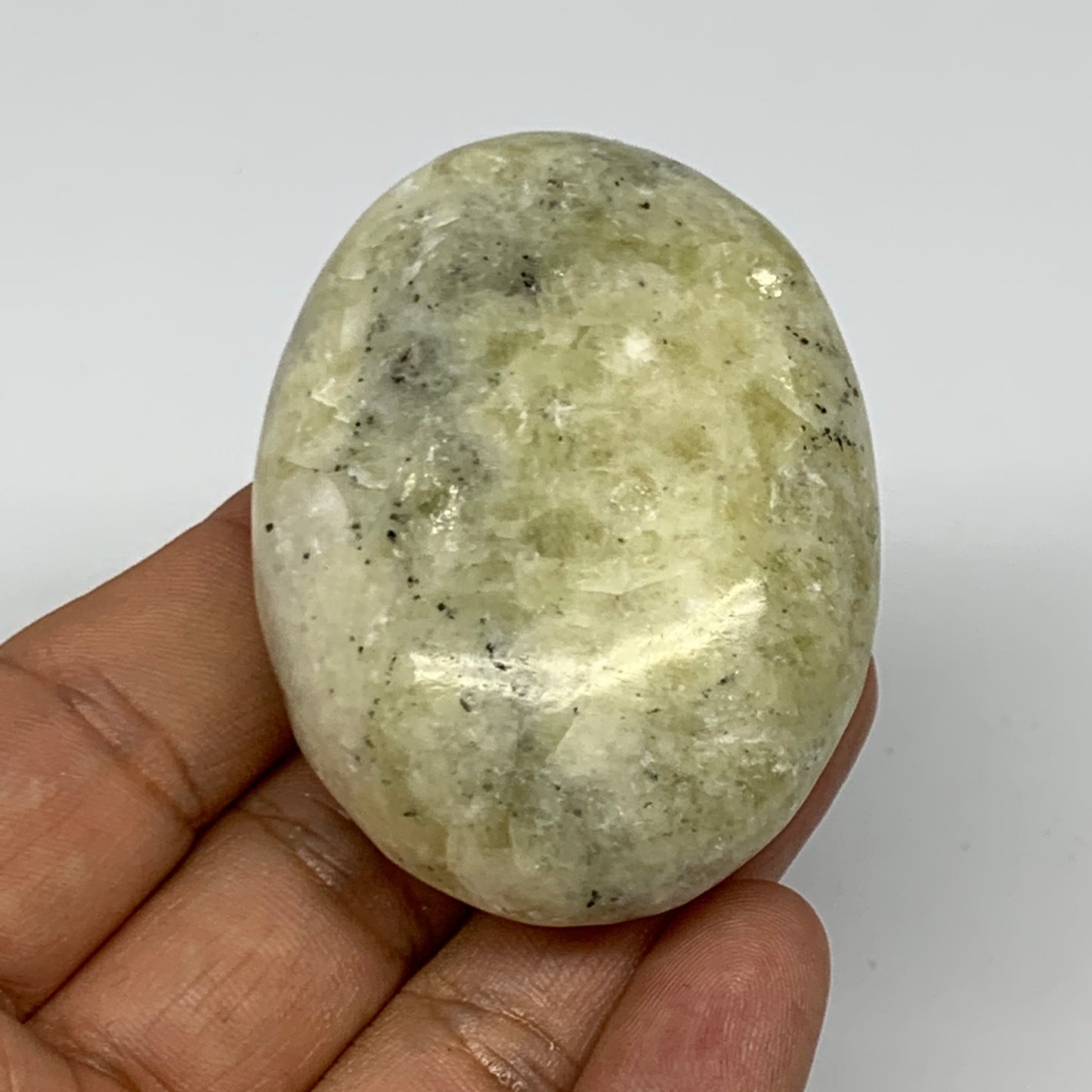 103g, 2.3"x1.7"x1", Natural Yellow Calcite Palm-Stone Crystal Polished Reiki, B1