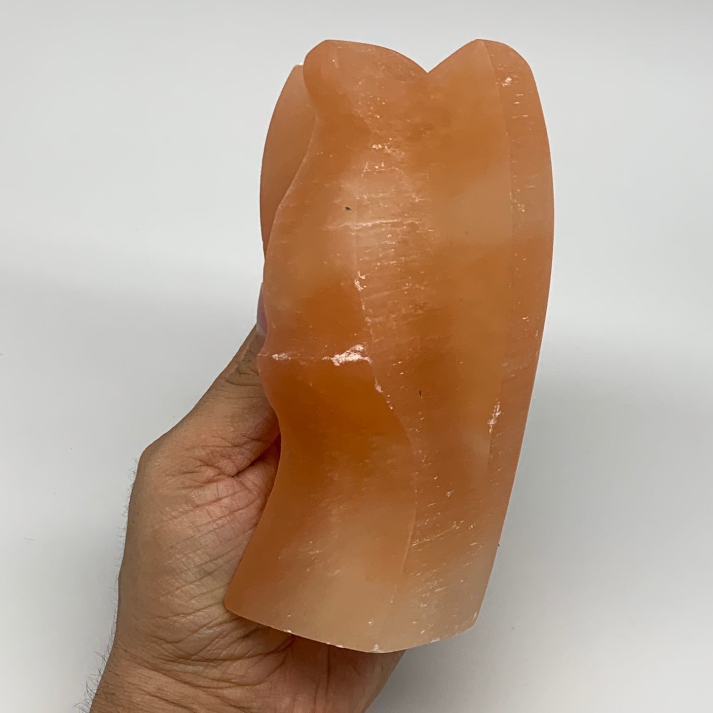 804g, 5.5"x3.1"x2.4" Orange Selenite (Satin Spar) Angel Crystal @Morocco,B9415