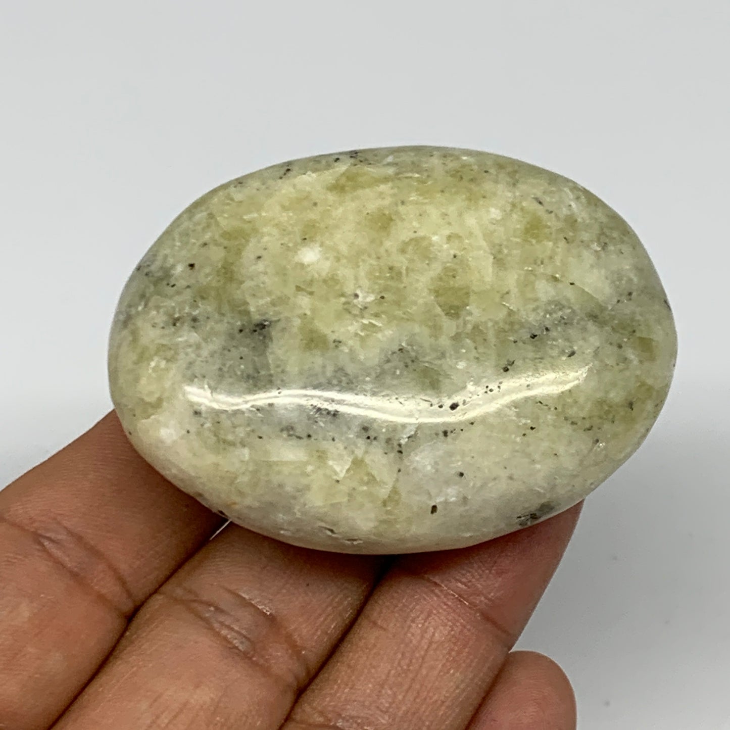 103g, 2.3"x1.7"x1", Natural Yellow Calcite Palm-Stone Crystal Polished Reiki, B1