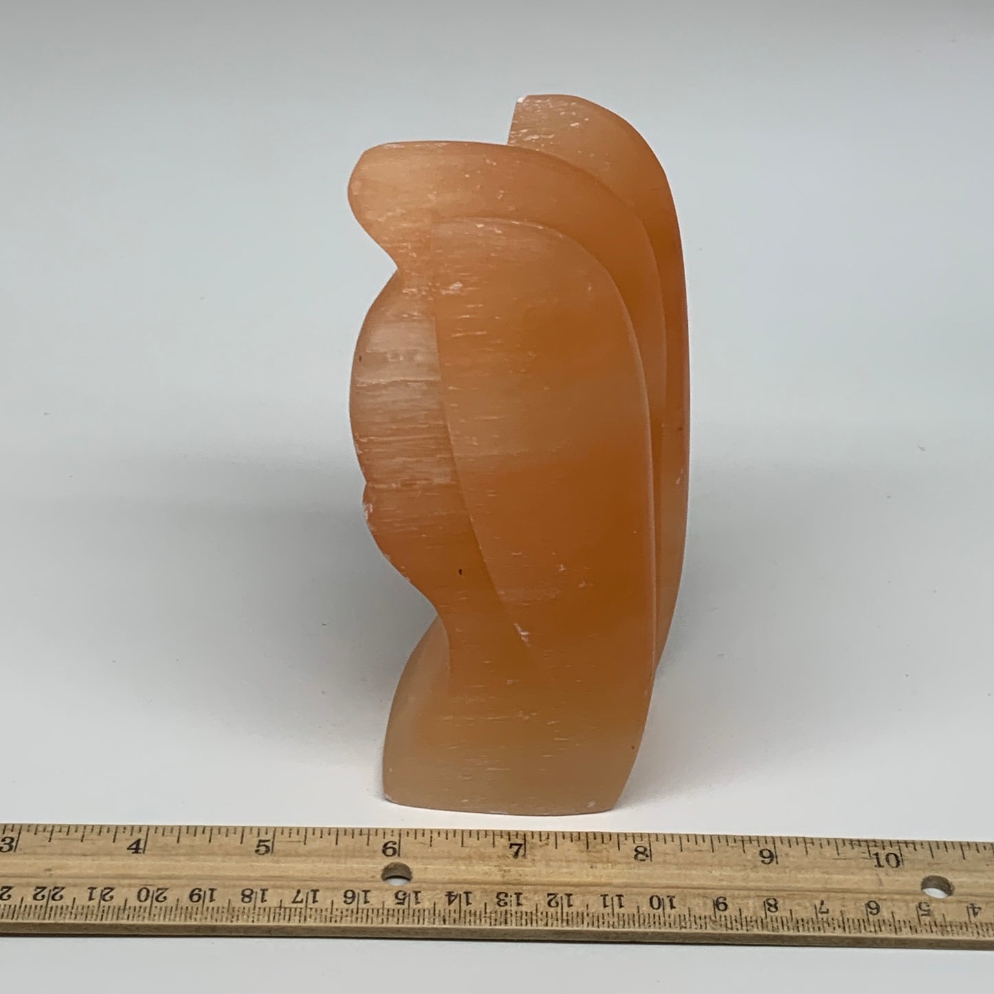 804g, 5.5"x3.1"x2.4" Orange Selenite (Satin Spar) Angel Crystal @Morocco,B9415