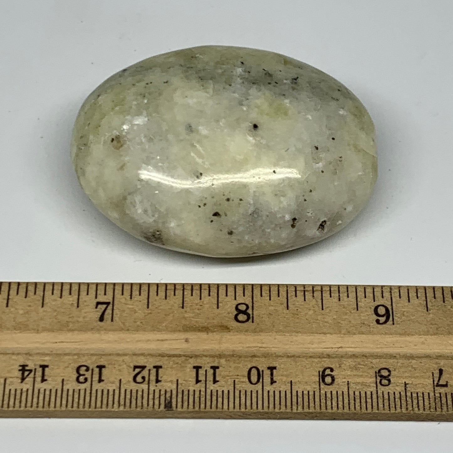 103g, 2.3"x1.7"x1", Natural Yellow Calcite Palm-Stone Crystal Polished Reiki, B1