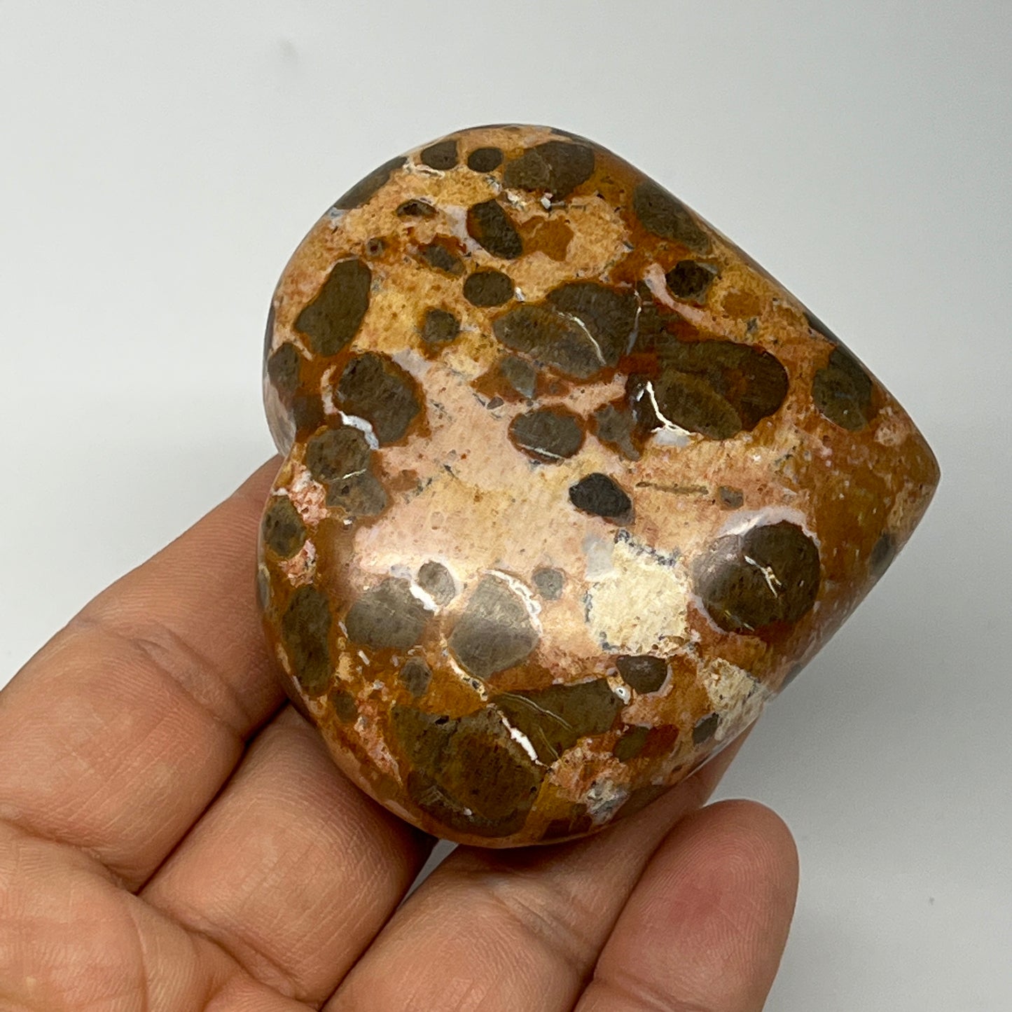 146.5g,2.3"x2.6"x1" Fruit Jasper Heart Polished Healing Home Decor, B21932