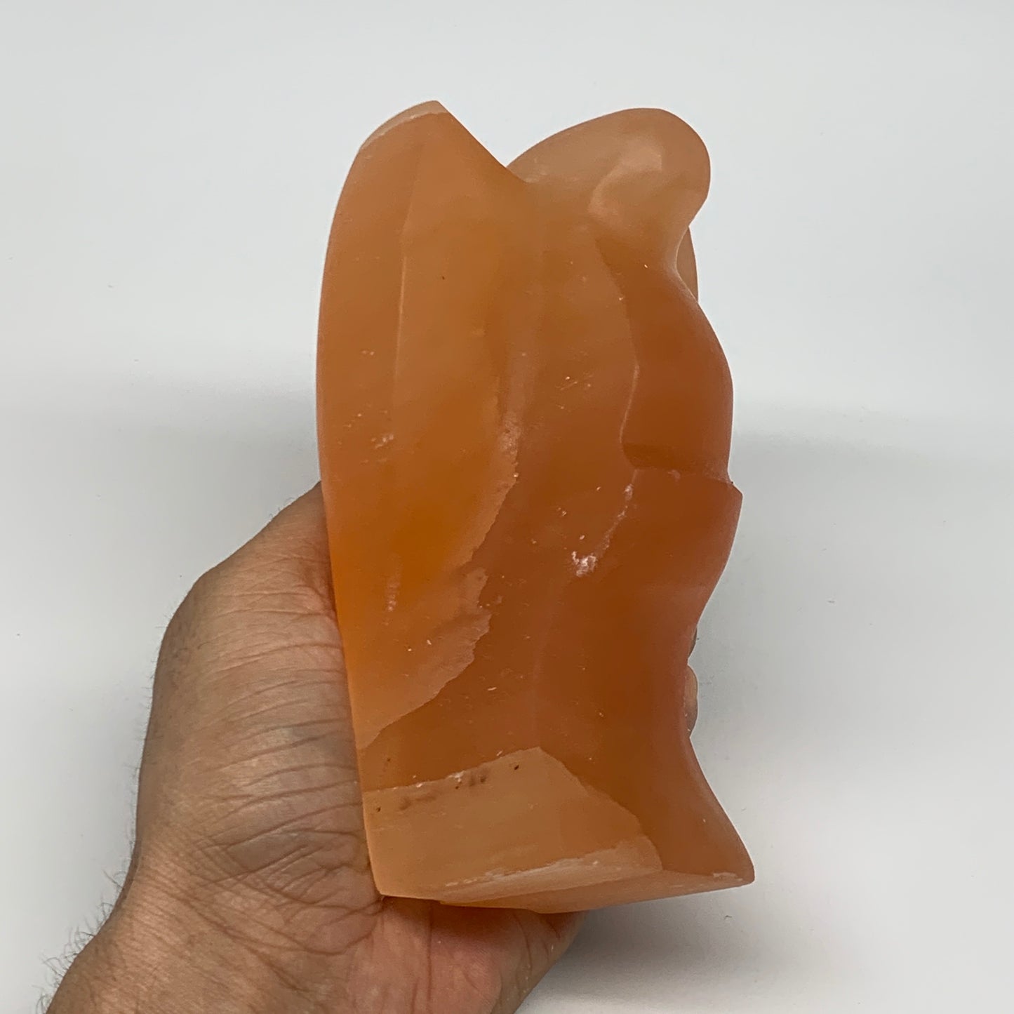 744g, 5.1"x3.4"x2.5" Orange Selenite (Satin Spar) Angel Crystal @Morocco,B9416