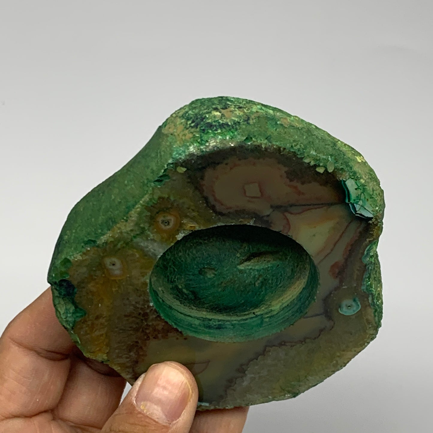 270.6g, 4.2"x3.5"x0.7", Dyed Agate Tea Light Candle Holder Crystal, B25559