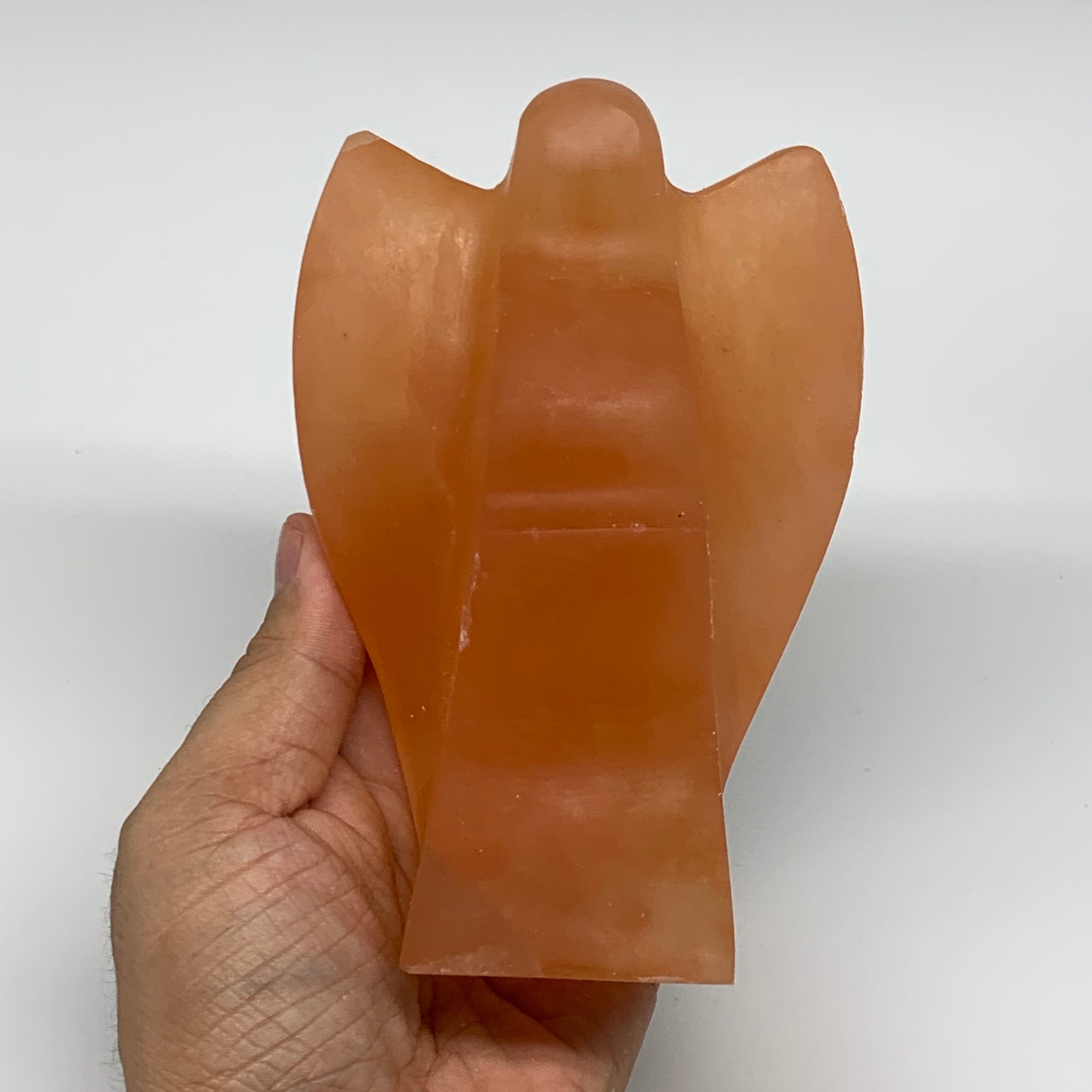 744g, 5.1"x3.4"x2.5" Orange Selenite (Satin Spar) Angel Crystal @Morocco,B9416