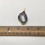 48.5 Cts Agate Druzy Slice Geode Gold Plated Pendant Handmade from Brazil,Bp870 - watangem.com