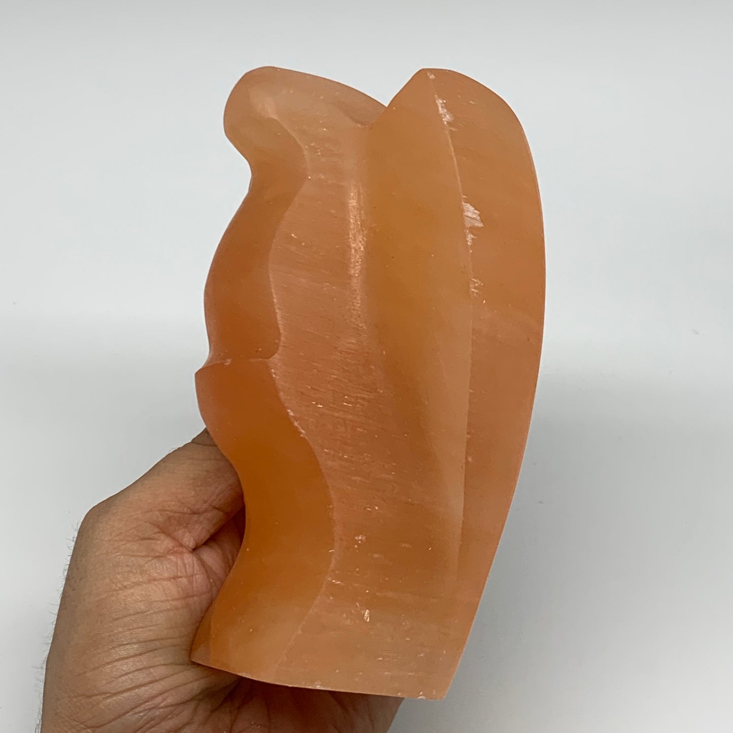 744g, 5.1"x3.4"x2.5" Orange Selenite (Satin Spar) Angel Crystal @Morocco,B9416