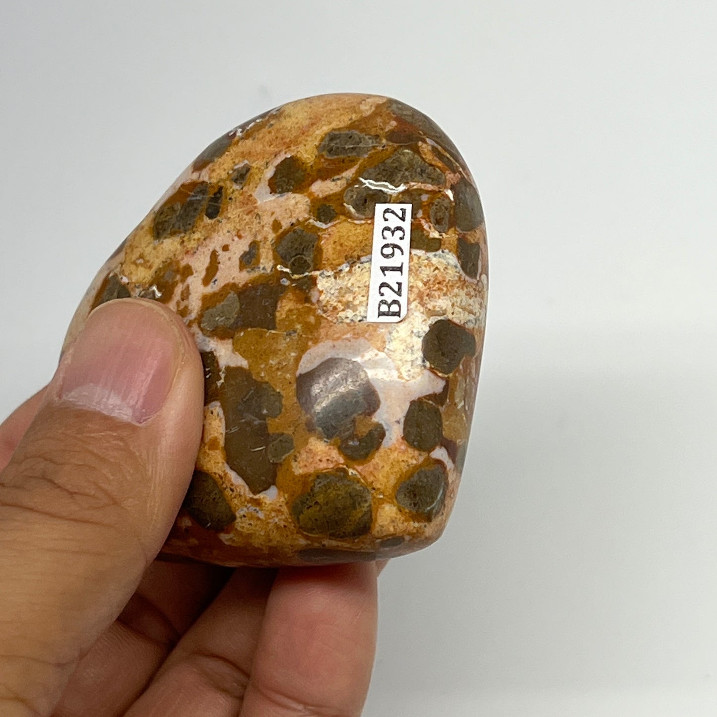 146.5g,2.3"x2.6"x1" Fruit Jasper Heart Polished Healing Home Decor, B21932