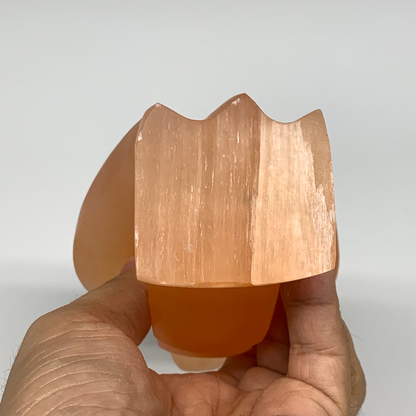 744g, 5.1"x3.4"x2.5" Orange Selenite (Satin Spar) Angel Crystal @Morocco,B9416