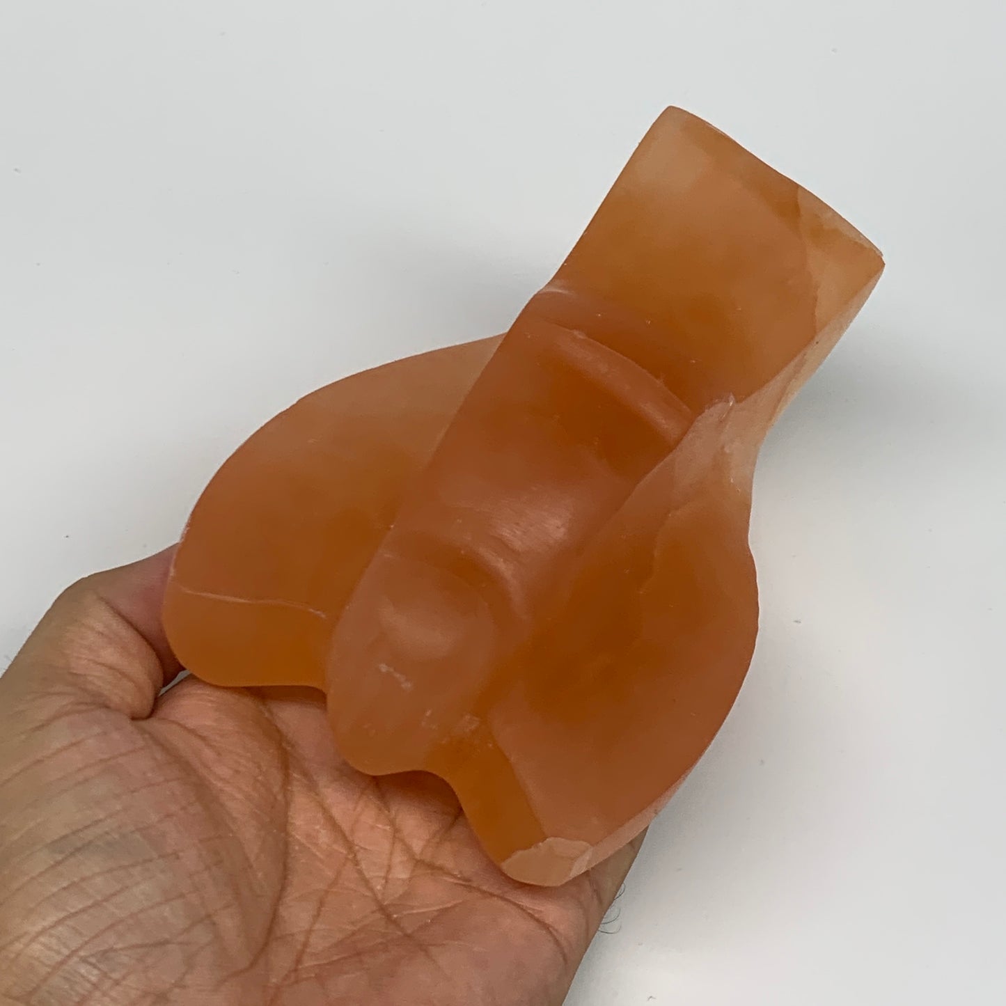 744g, 5.1"x3.4"x2.5" Orange Selenite (Satin Spar) Angel Crystal @Morocco,B9416