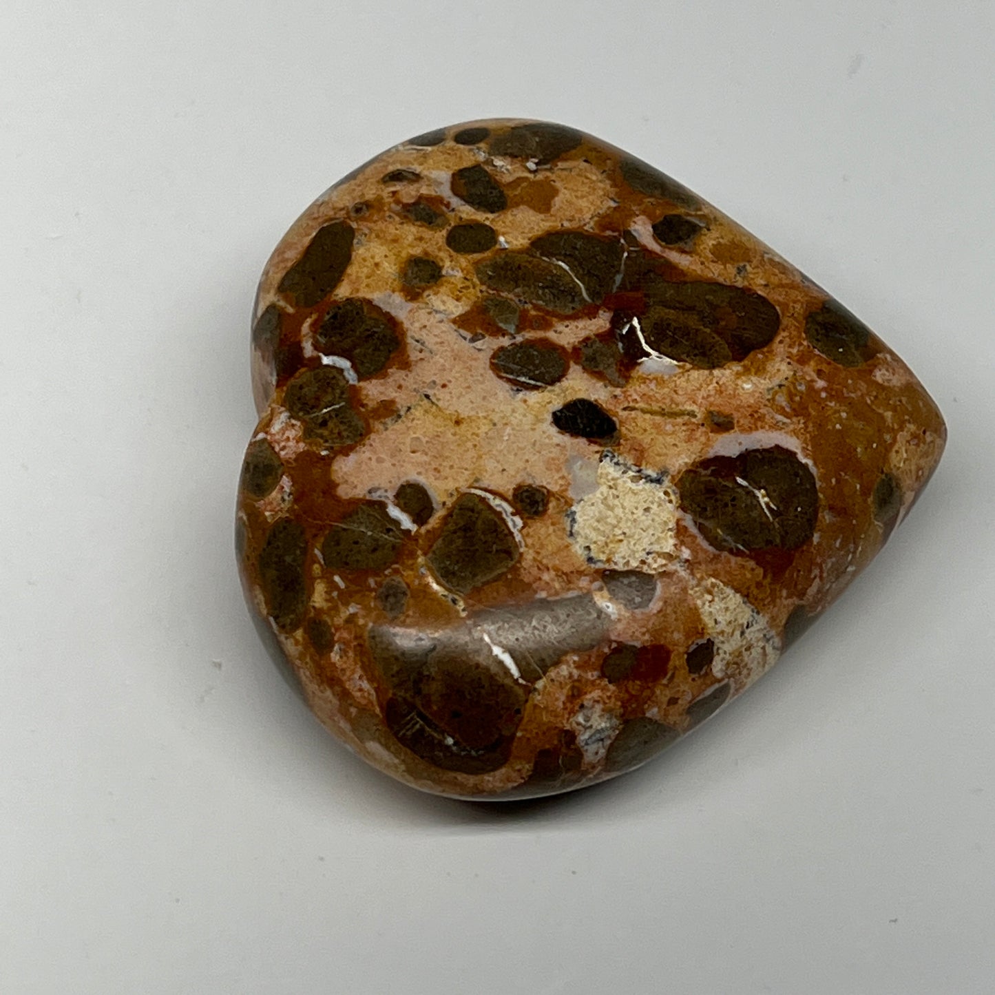 146.5g,2.3"x2.6"x1" Fruit Jasper Heart Polished Healing Home Decor, B21932