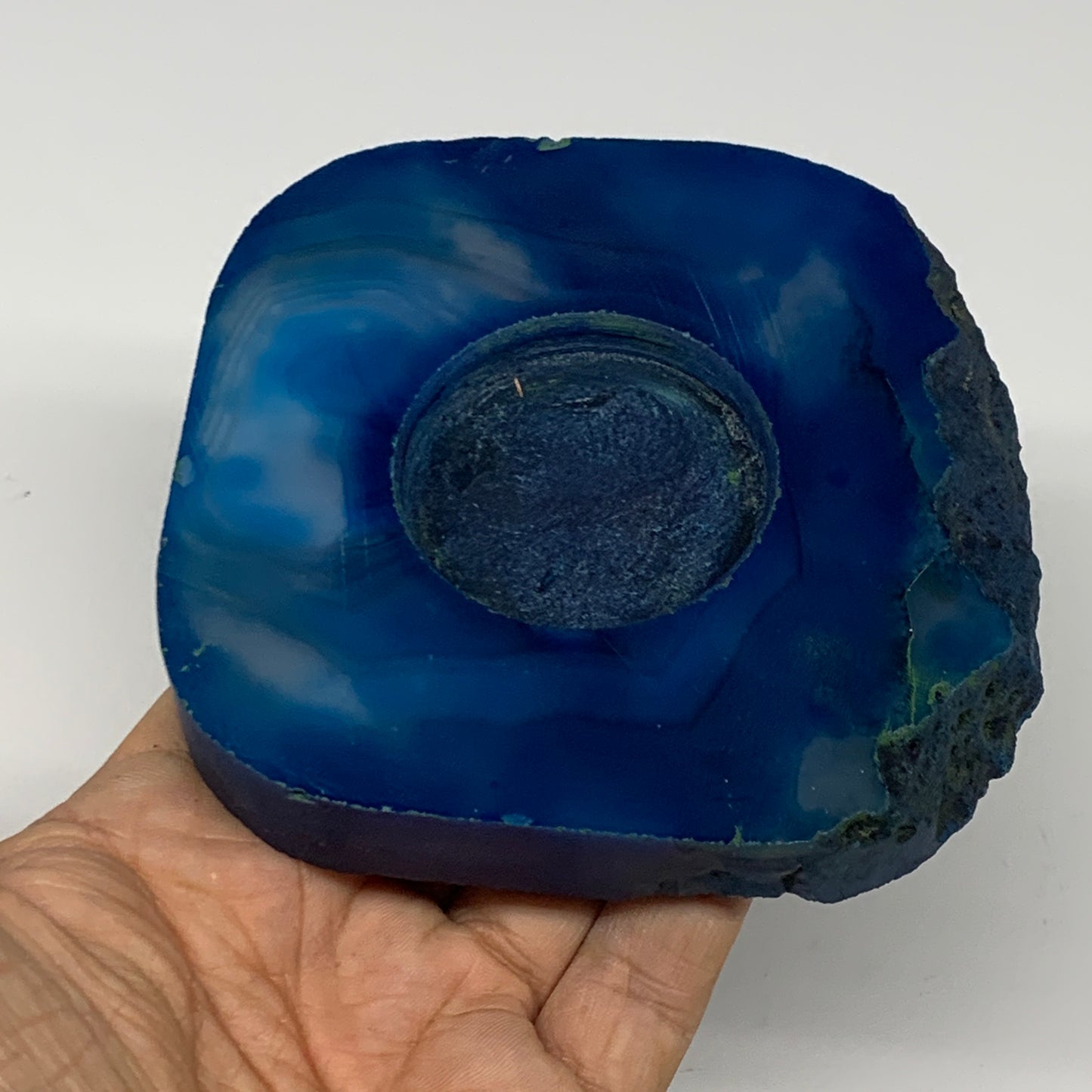 300.9g, 3.9"x3.8"x0.7", Dyed Agate Tea Light Candle Holder Crystal, B25560