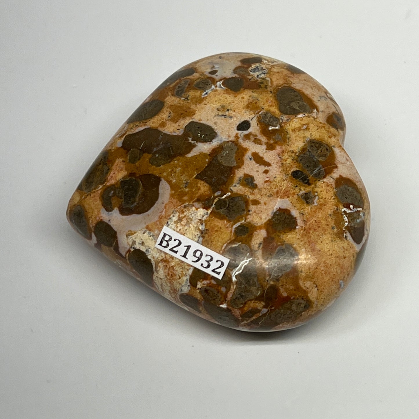 146.5g,2.3"x2.6"x1" Fruit Jasper Heart Polished Healing Home Decor, B21932