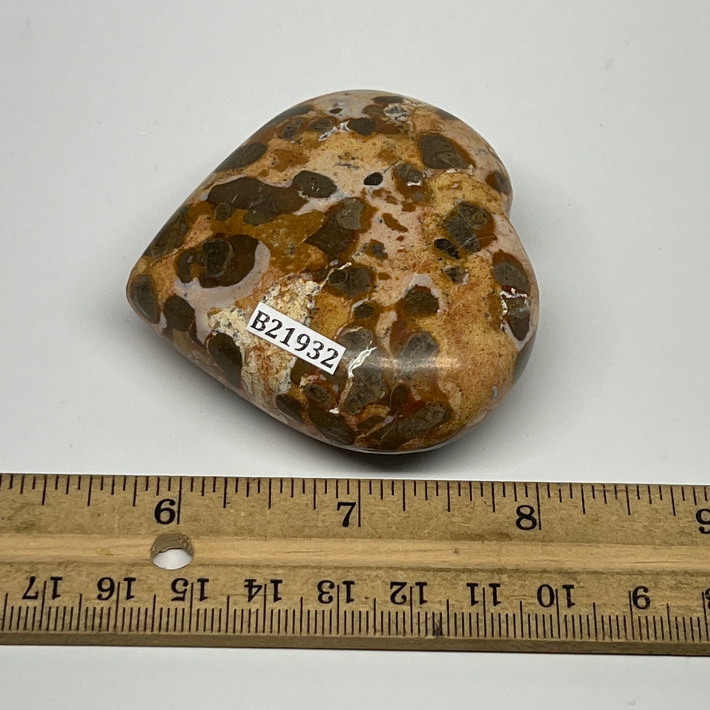 146.5g,2.3"x2.6"x1" Fruit Jasper Heart Polished Healing Home Decor, B21932