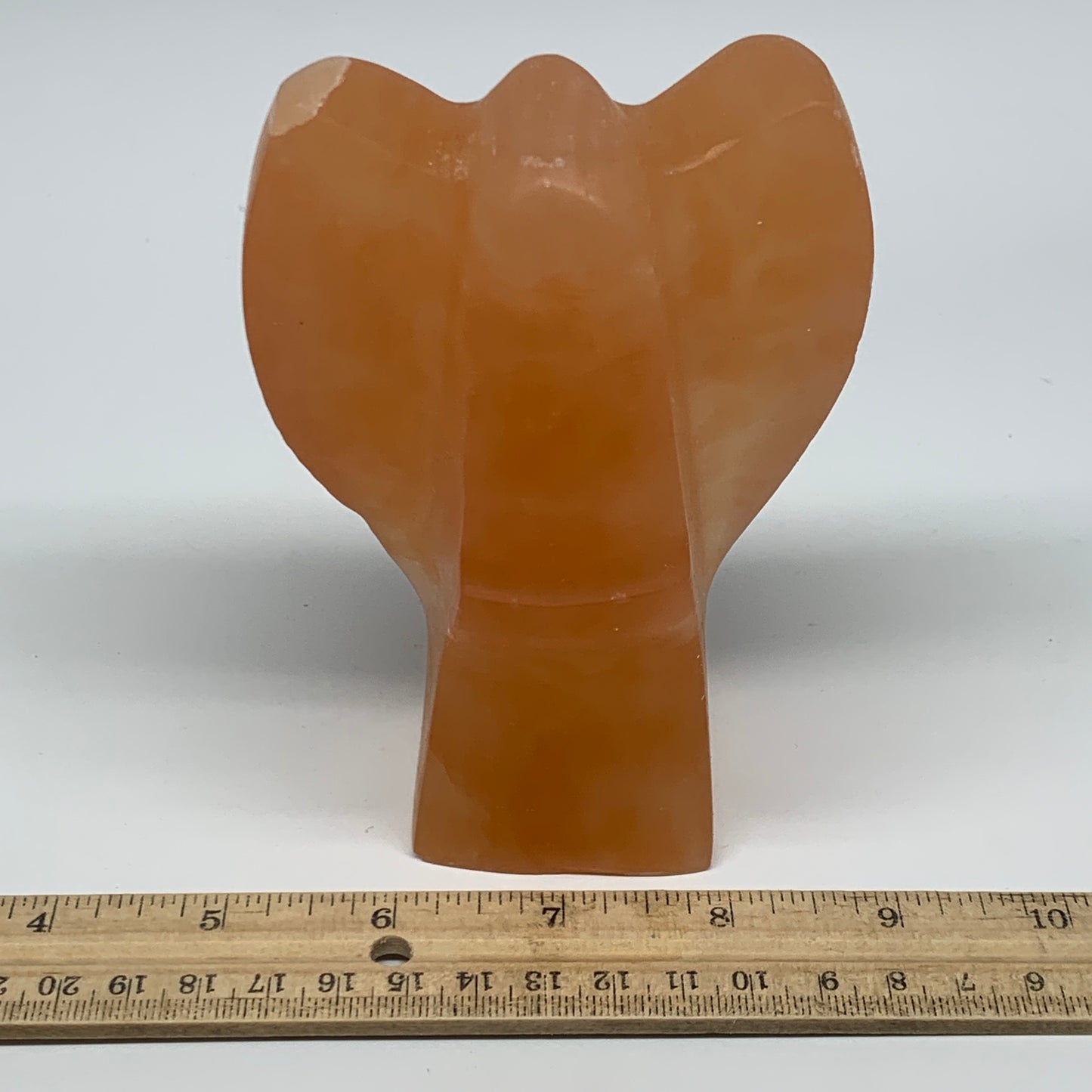 744g, 5.1"x3.4"x2.5" Orange Selenite (Satin Spar) Angel Crystal @Morocco,B9416