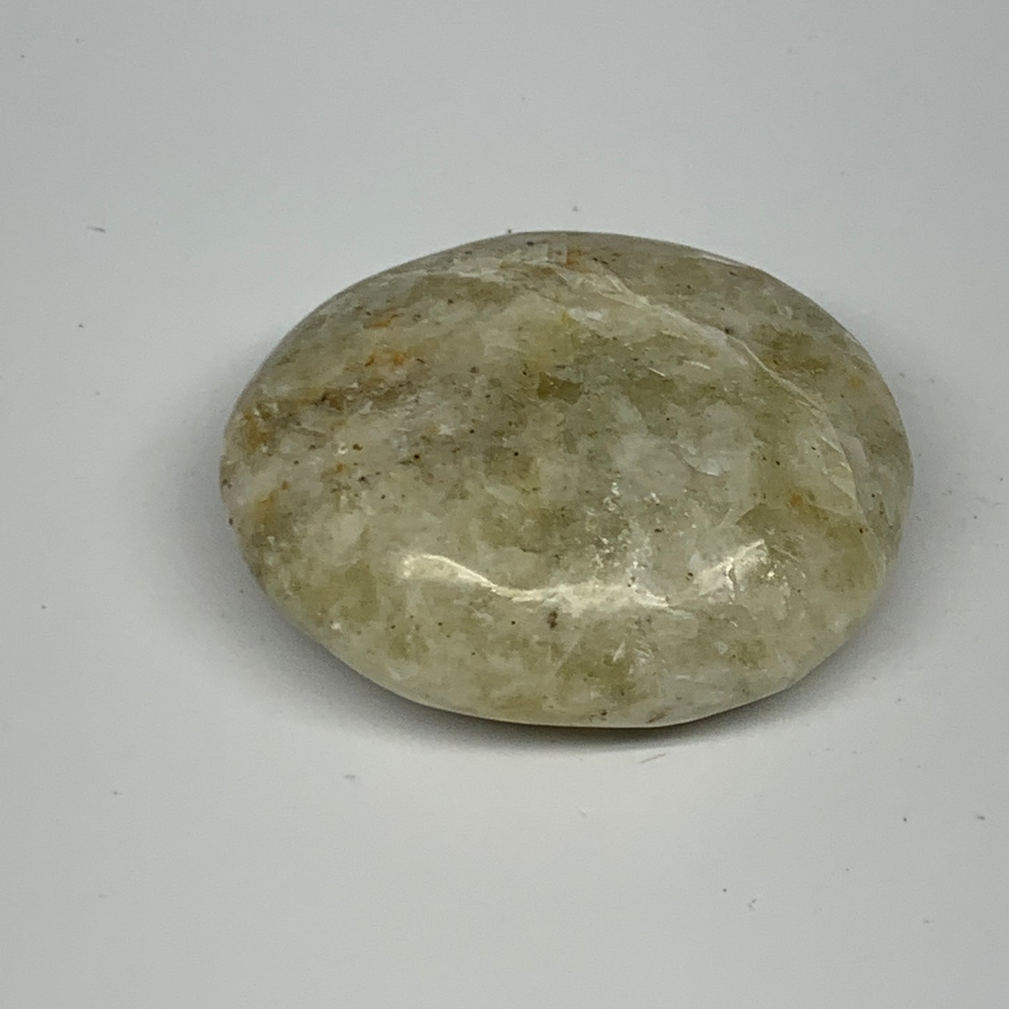 99.1g, 2.3"x1.9"x0.9", Natural Yellow Calcite Palm-Stone Crystal Polished Reiki,