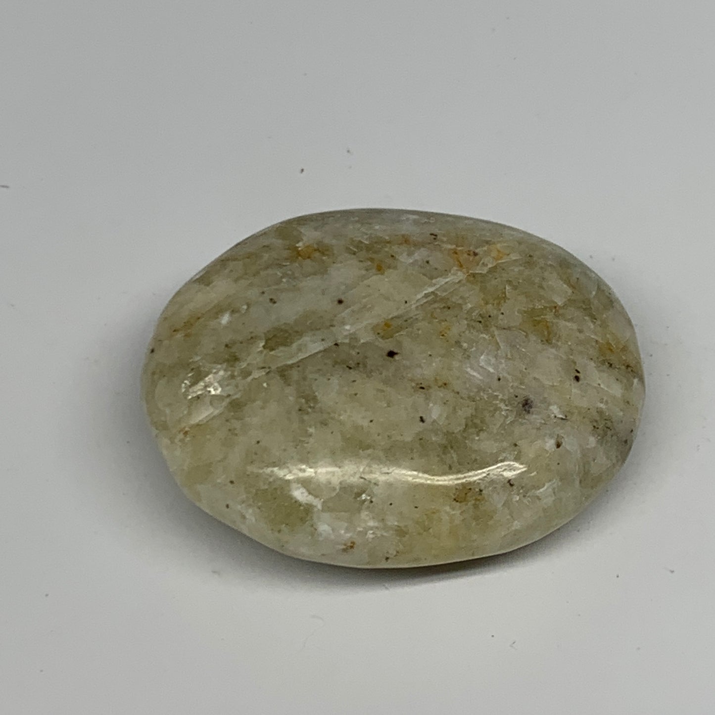 99.1g, 2.3"x1.9"x0.9", Natural Yellow Calcite Palm-Stone Crystal Polished Reiki,