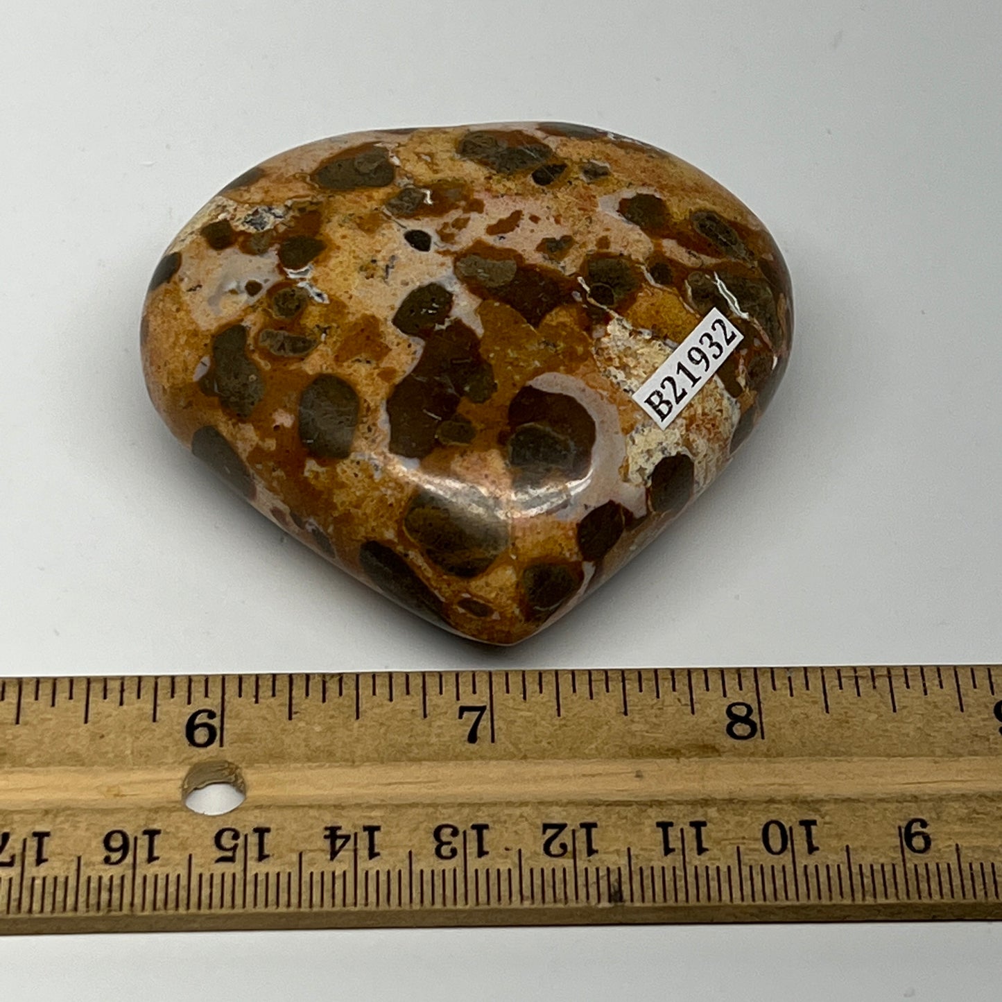 146.5g,2.3"x2.6"x1" Fruit Jasper Heart Polished Healing Home Decor, B21932