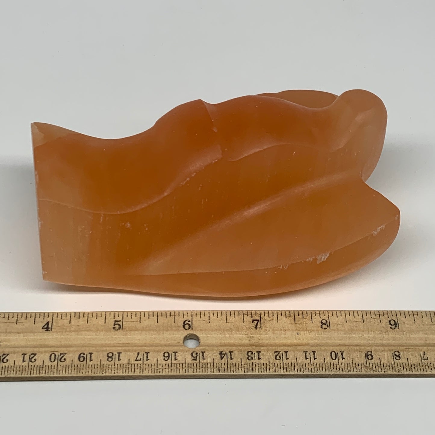 744g, 5.1"x3.4"x2.5" Orange Selenite (Satin Spar) Angel Crystal @Morocco,B9416