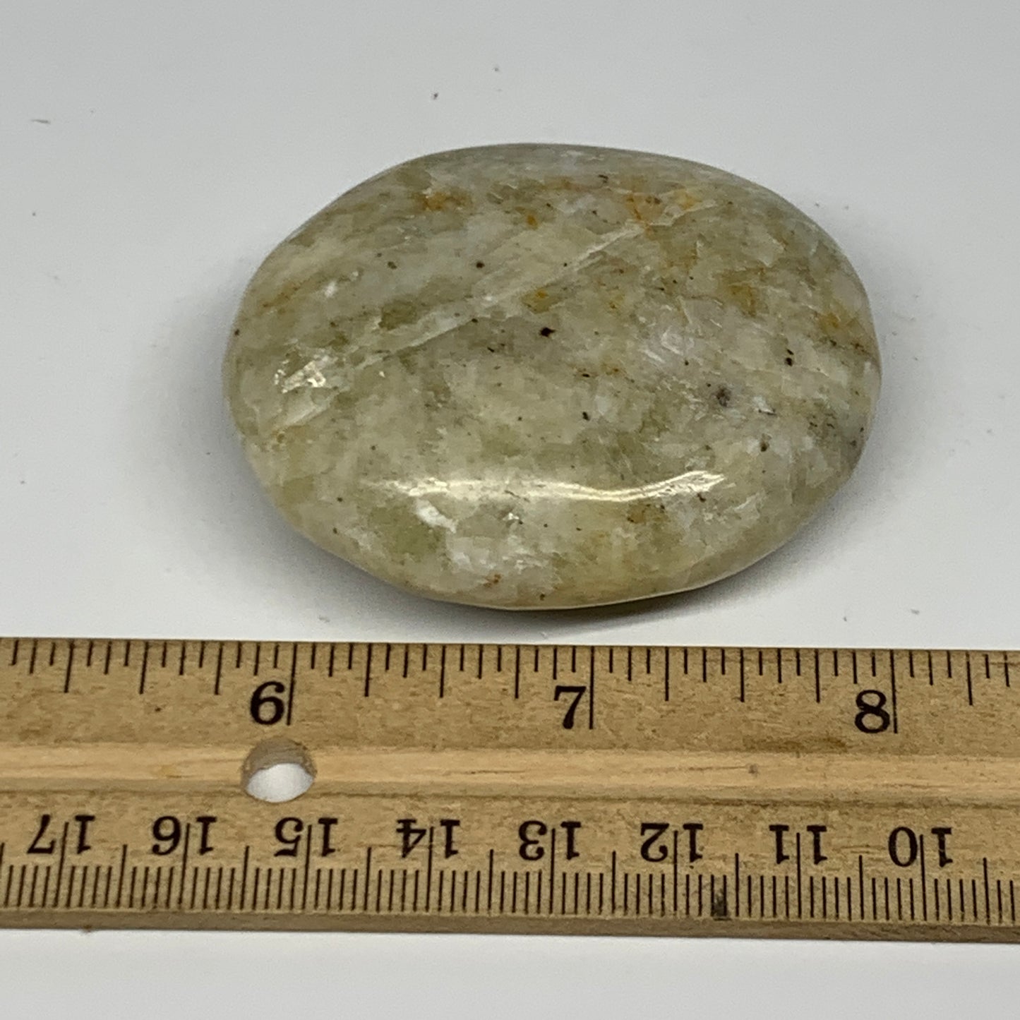 99.1g, 2.3"x1.9"x0.9", Natural Yellow Calcite Palm-Stone Crystal Polished Reiki,