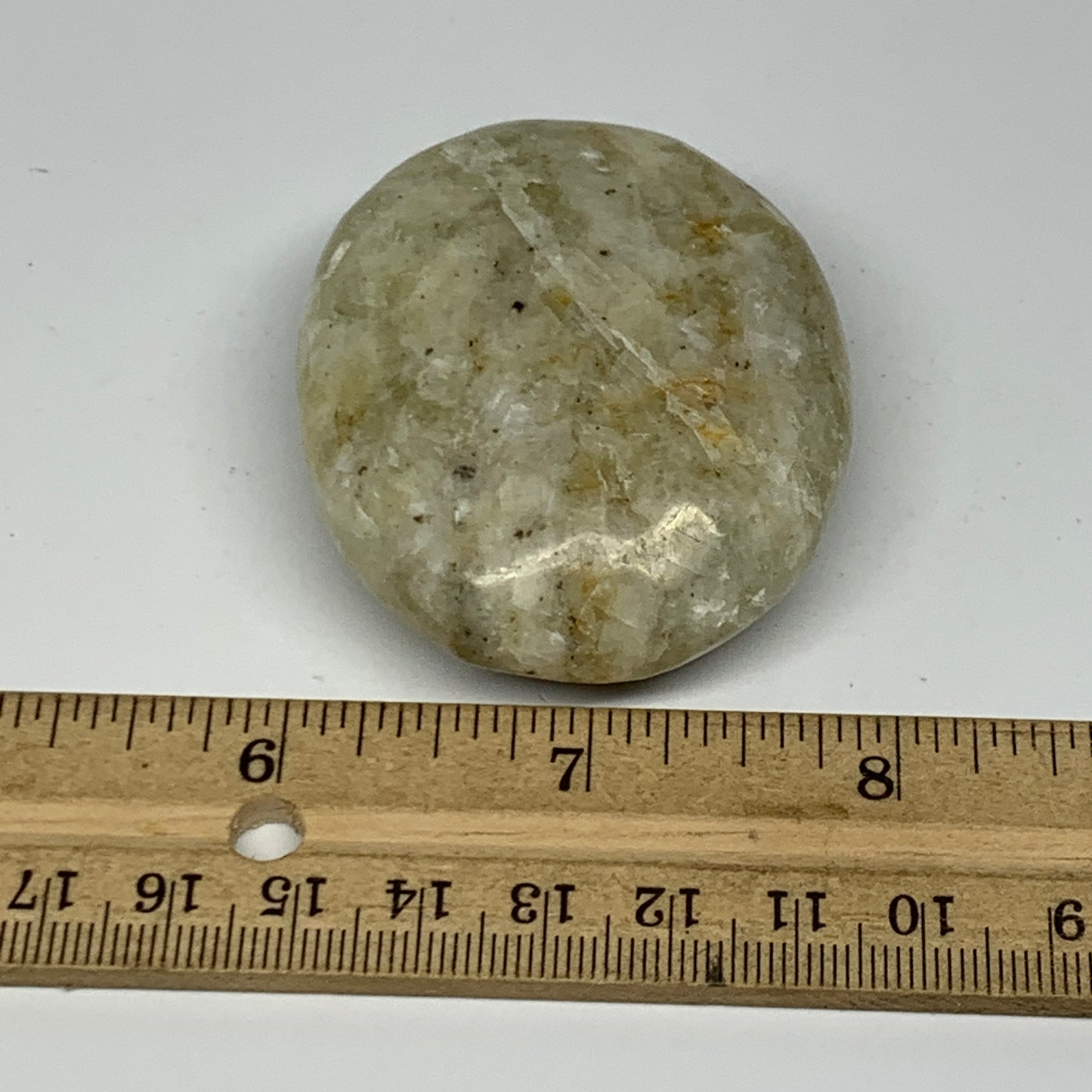 99.1g, 2.3"x1.9"x0.9", Natural Yellow Calcite Palm-Stone Crystal Polished Reiki,