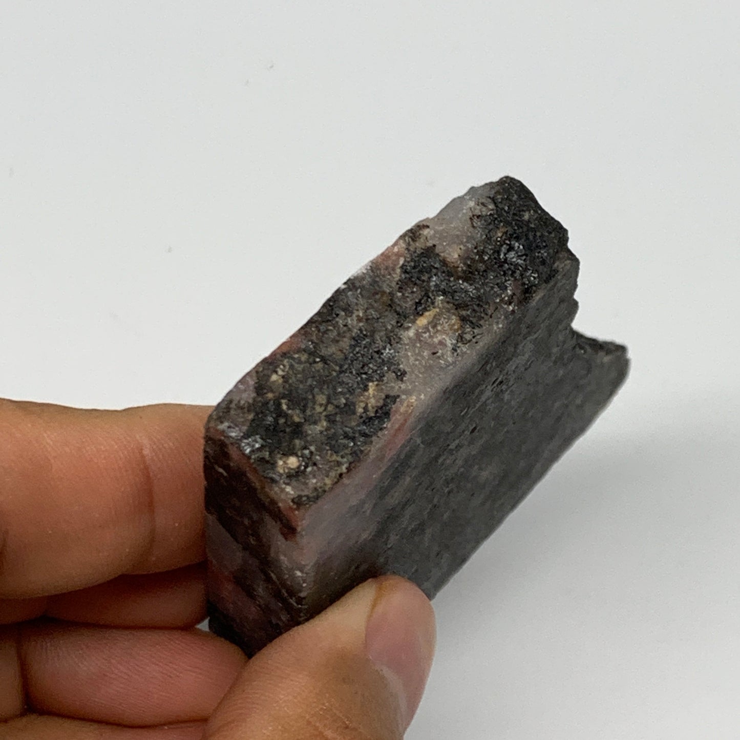 85.2g, 2.1"x2.2"x0.5", One face polished Rhodonite, One face semi polished, B160