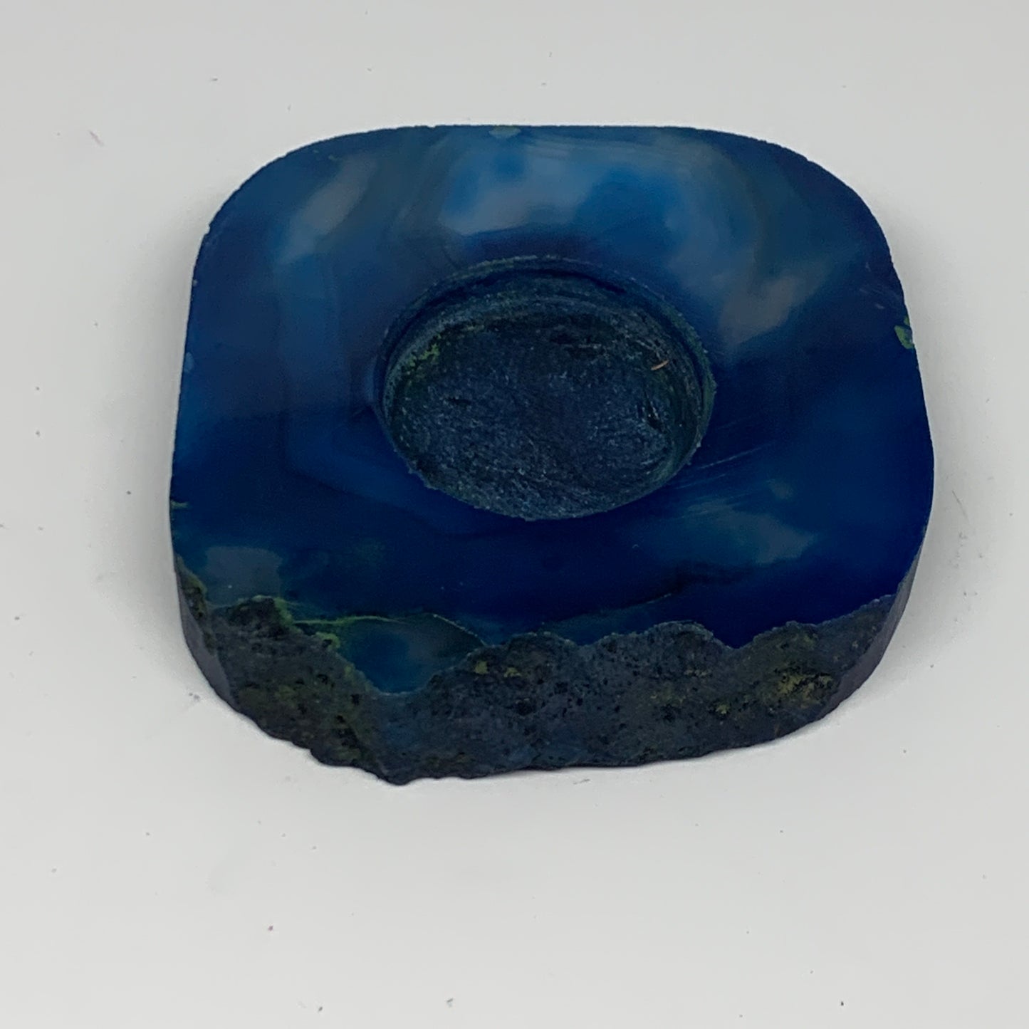 300.9g, 3.9"x3.8"x0.7", Dyed Agate Tea Light Candle Holder Crystal, B25560