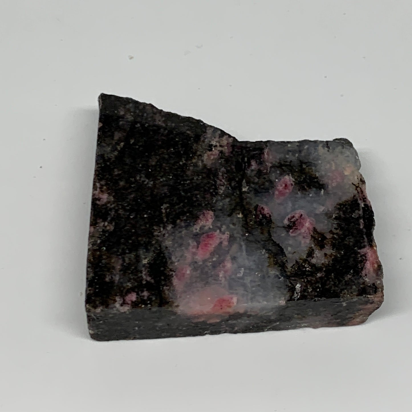 85.2g, 2.1"x2.2"x0.5", One face polished Rhodonite, One face semi polished, B160