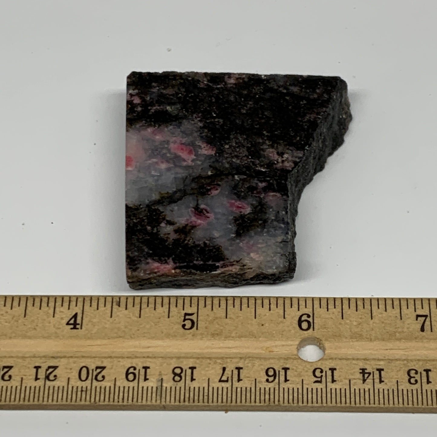 85.2g, 2.1"x2.2"x0.5", One face polished Rhodonite, One face semi polished, B160