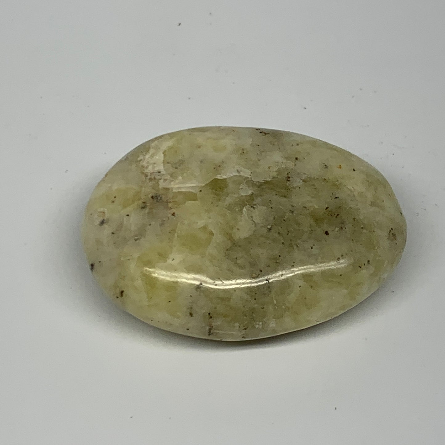74g, 2.2"x1.6"x0.8", Natural Yellow Calcite Palm-Stone Crystal Polished Reiki, B