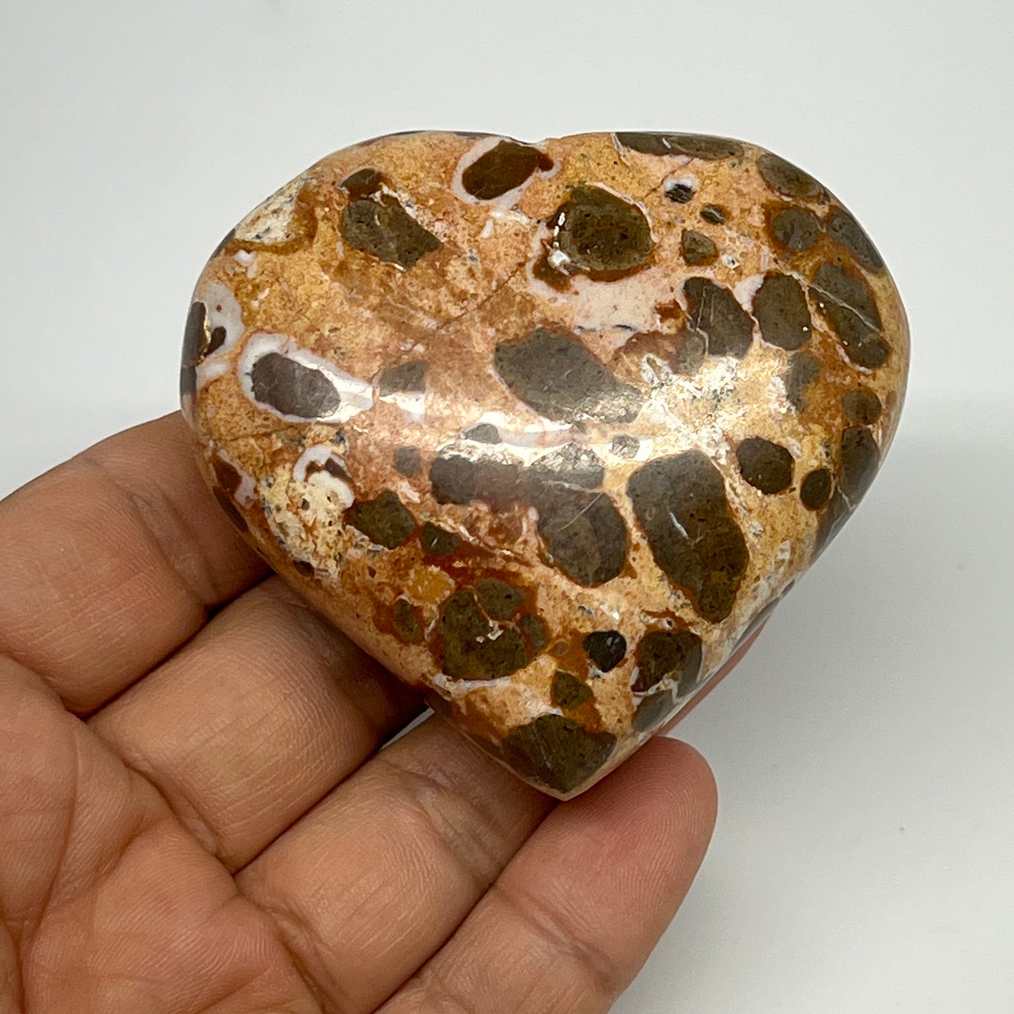 153.1g,2.3"x2.6"x1.1" Fruit Jasper Heart Polished Healing Home Decor, B21934
