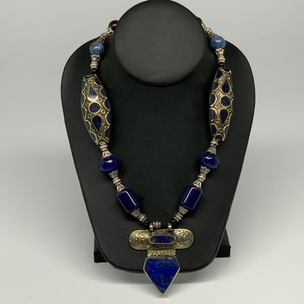 1pc,Turkmen Necklace Afghan Antique Tribal Lapis Lazuli Pendant Necklace, B14324