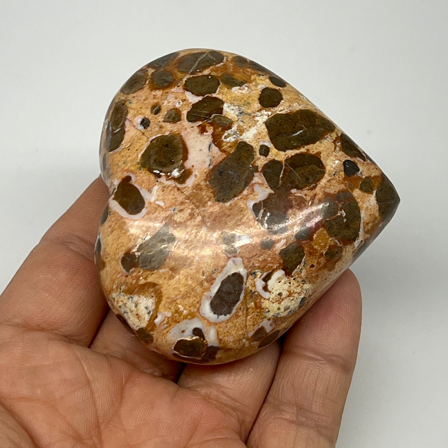 153.1g,2.3"x2.6"x1.1" Fruit Jasper Heart Polished Healing Home Decor, B21934