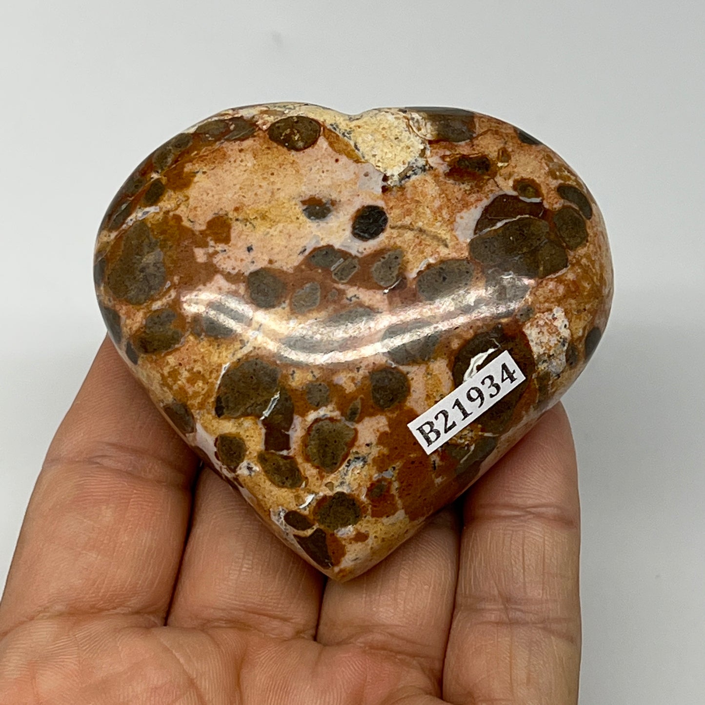 153.1g,2.3"x2.6"x1.1" Fruit Jasper Heart Polished Healing Home Decor, B21934