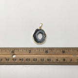 23.5 Cts Agate Druzy Slice Geode Gold Plated Pendant Handmade from Brazil,Bp873