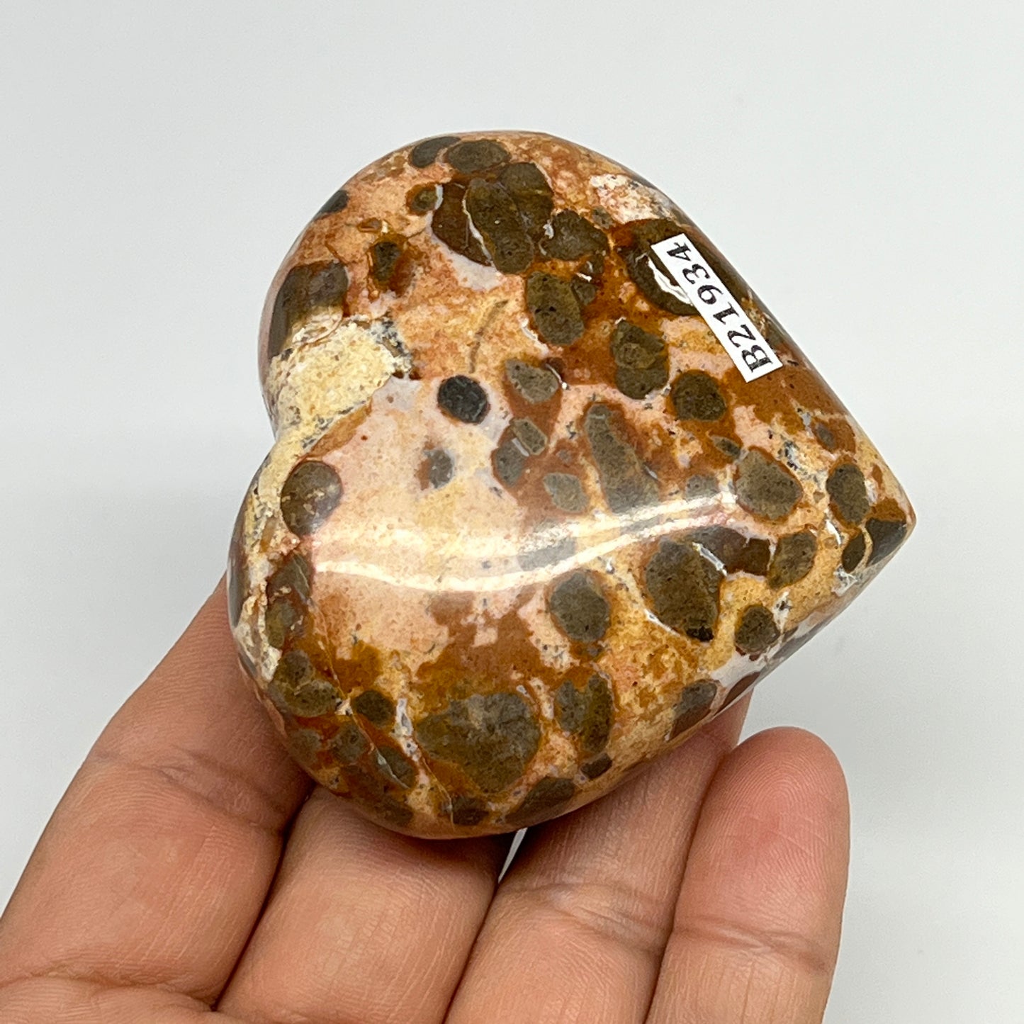 153.1g,2.3"x2.6"x1.1" Fruit Jasper Heart Polished Healing Home Decor, B21934