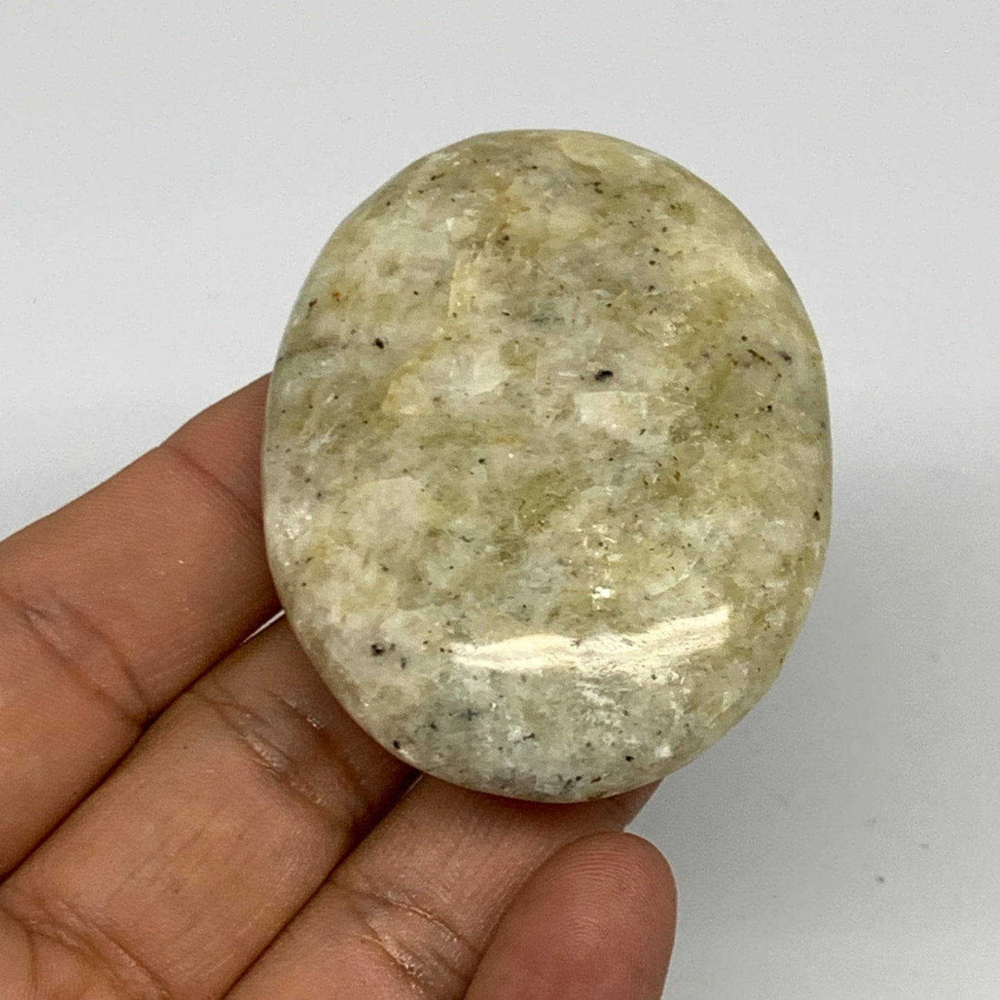 76g, 2.4"x1.8"x0.7", Natural Yellow Calcite Palm-Stone Crystal Polished Reiki, B