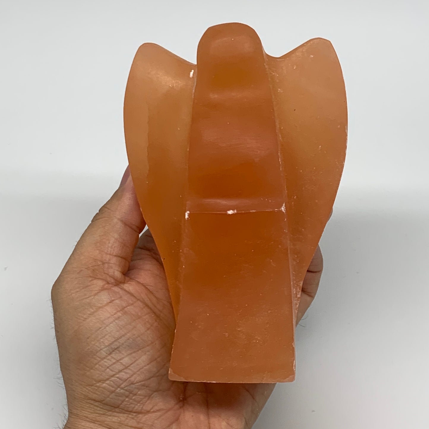 718g, 4.9"x3.2"x2.5" Orange Selenite (Satin Spar) Angel Crystal @Morocco,B9418