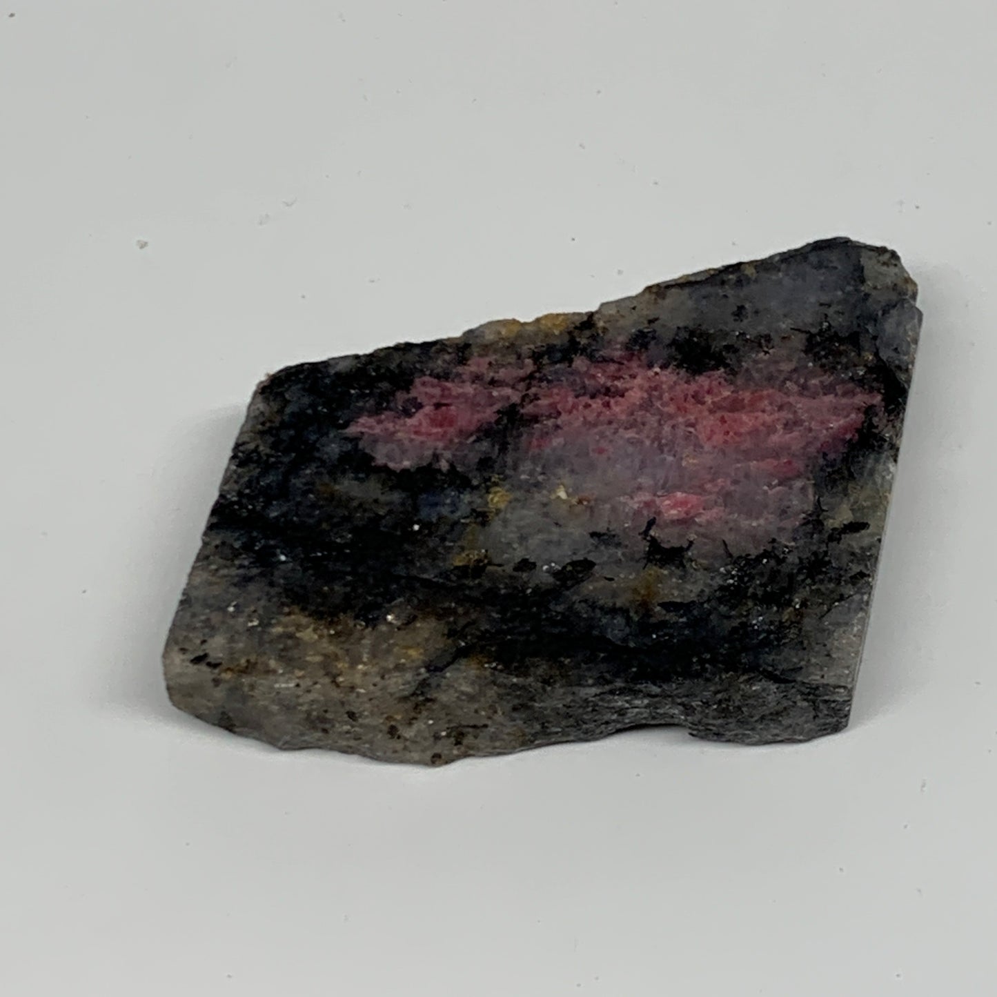 74.9g, 2.3"x1.9"x0.5", One face polished Rhodonite, One face semi polished, B160