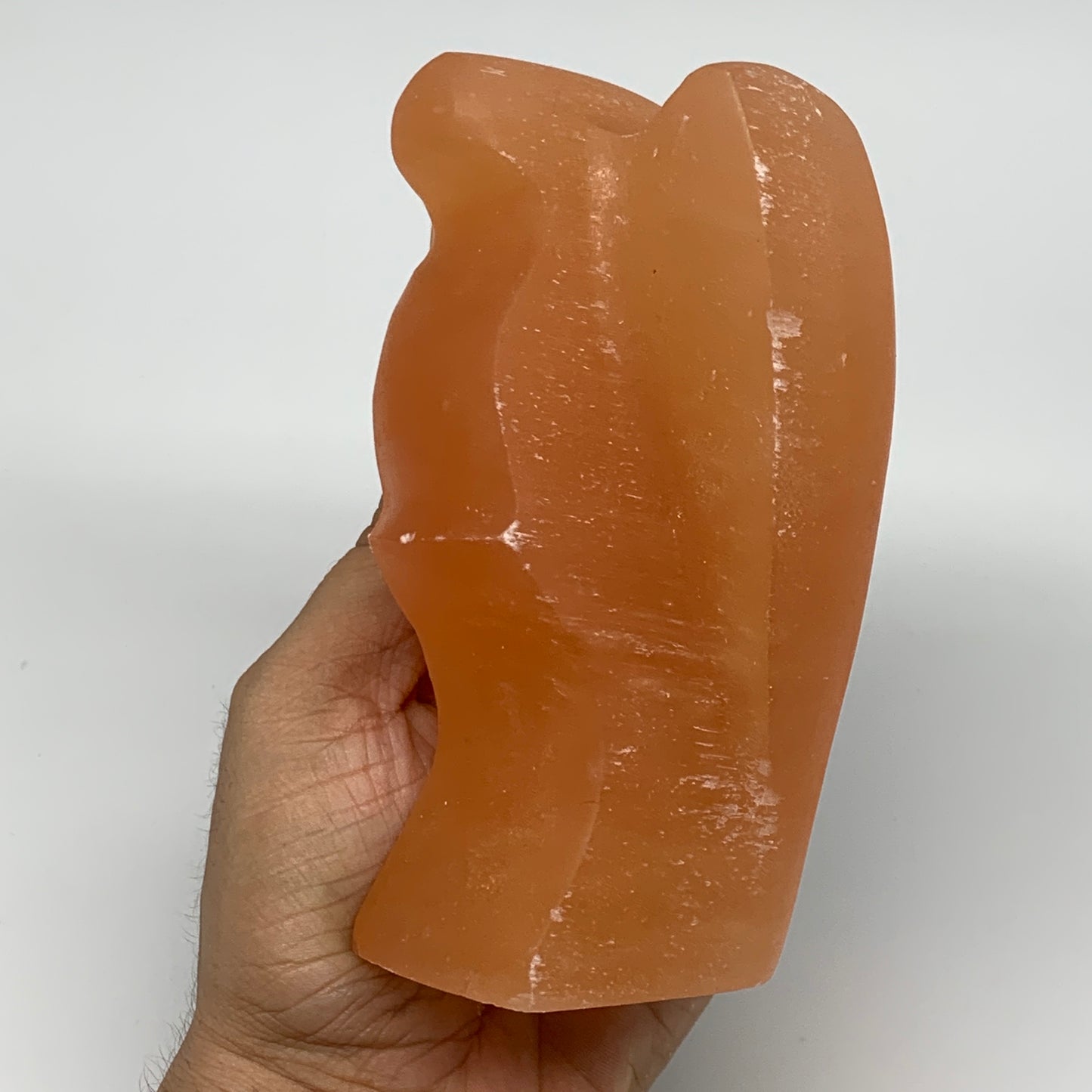 718g, 4.9"x3.2"x2.5" Orange Selenite (Satin Spar) Angel Crystal @Morocco,B9418