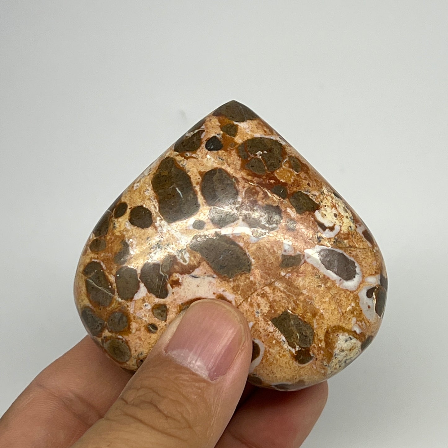 153.1g,2.3"x2.6"x1.1" Fruit Jasper Heart Polished Healing Home Decor, B21934