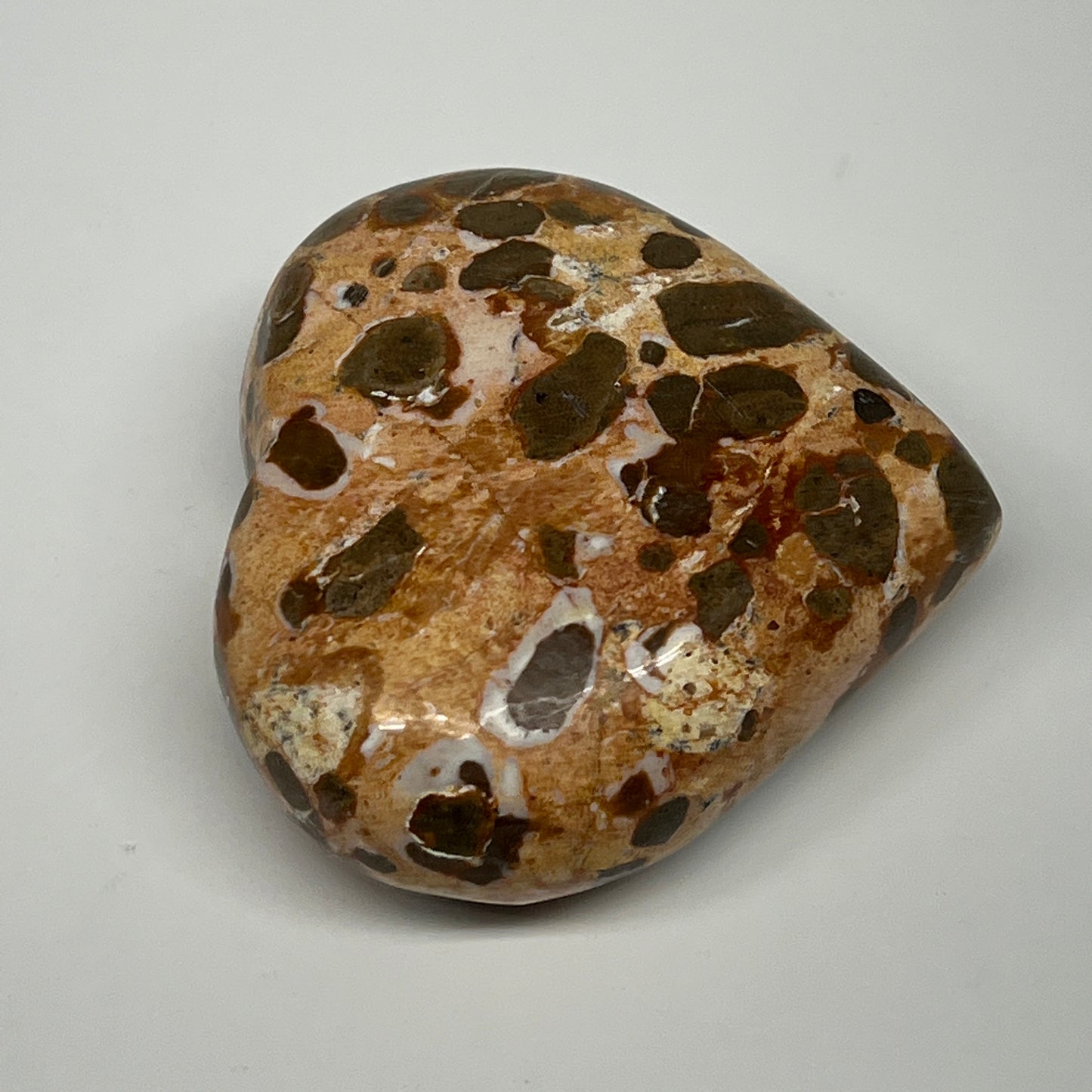 153.1g,2.3"x2.6"x1.1" Fruit Jasper Heart Polished Healing Home Decor, B21934