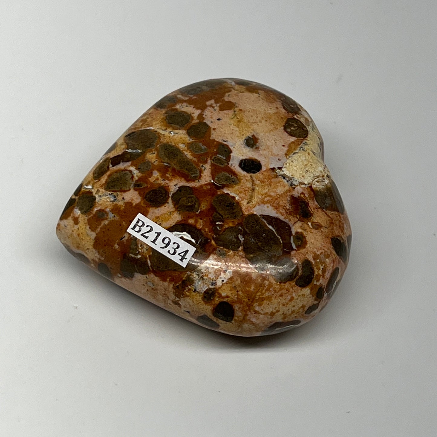 153.1g,2.3"x2.6"x1.1" Fruit Jasper Heart Polished Healing Home Decor, B21934